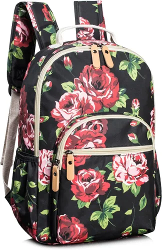 Miniatura 112 de Leaper Mochila para laptop para mujer: linda mochila floral para escuela, universidad, viajes, trabajo, mochila ligera para niños, Negro margarita