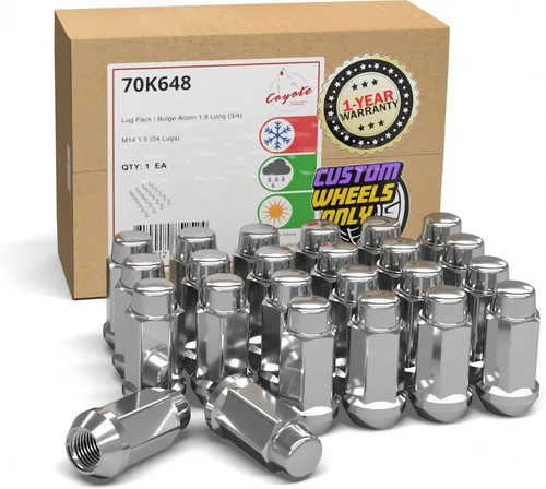 Miniatura 20 de Wheel Accessories Parts 24 piezas M14x1.5 14x1.5 rosca Bulge Bellota 1.90" tuercas largas negras 3/4" 0.748 in hexagonales para Chevy Silverado GMC