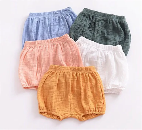Miniatura 4 de LOOLY Baby Bloomers - Pantalones cortos unisex de mezcla de lino y algodón para bebés y niñas