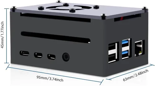 Miniatura 4 de GeeekPi Funda para Raspberry Pi 4, Pi 4 de aluminio con ventilador, disipador de calor Pi 4 para Raspberry Pi 4 Modelo B, carcasa alta compatible
