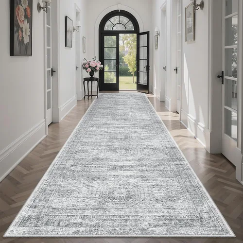 Miniatura 171 de Alfombra de pasillo Soalmost 2'6" x 10' lavable, alfombra antideslizante para cocina, baño, lavandería, alfombras vintage ultra delgadas para Beige