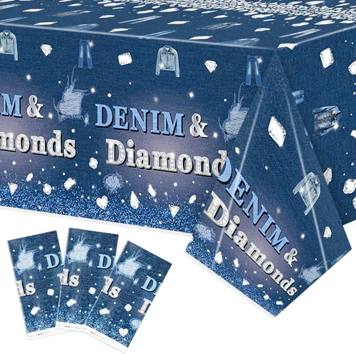 Miniatura 11 de K1tpde Mantel de plástico desechable para despedida de soltera de 3 piezas con temática costera, diseño de copa de vino azul, diseño de estrella