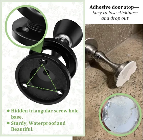 Miniatura 6 de Topes magnéticos para puerta, topes de puerta negros para la parte inferior de la puerta, montaje en pared, protector de pared magnético resistente
