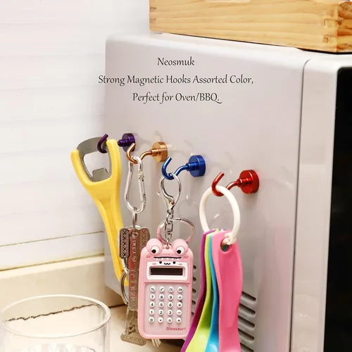 Miniatura 5 de Neosmuk Ganchos magnéticos, imanes de tierra resistentes de 30 libras con gancho para refrigerador, gancho de crucero extra fuerte para colgar
