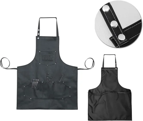 Miniatura 8 de Facón - Delantal profesional de cuero para peluquería y peluquería para peluquería – Multiuso, ajustable con 6 bolsillos – Resistente calidad