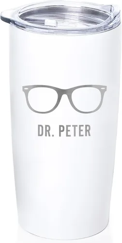 Miniatura 20 de Lifetime Creations Taza de acero inoxidable personalizada grabada con tapa para enfermera de 590 ml (blanca) - Regalo personalizado para enfermera