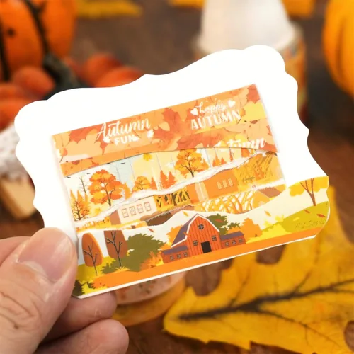 Miniatura 8 de Juego de 18 rollos de cinta Washi de otoño, adornos estampados de otoño, cintas adhesivas decorativas amarillas para artes, manualidades, diarios