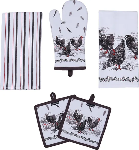 Miniatura 11 de AMOUR INFINI Juego de 5 soportes para ollas, manoplas de horno y toallas de cocina, resistentes al calor, de algodón, perfecto para cocinar, hornear
