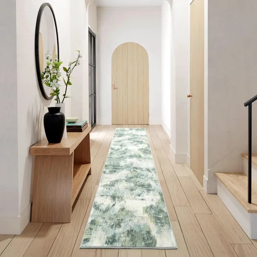 Miniatura 24 de Carvapet 9x12 Alfombras grandes para sala de estar y dormitorio, alfombra moderna lavable azul de pelo bajo con respaldo de goma, plegable, alfombra
