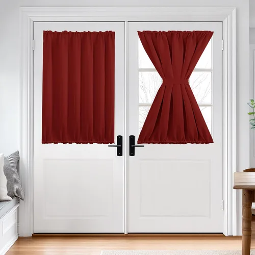 Miniatura 39 de Cortina térmica para puerta con bolsillo para barra, opacas, tratamiento de ventanas con ojales y ojales Deconovo 1 panel