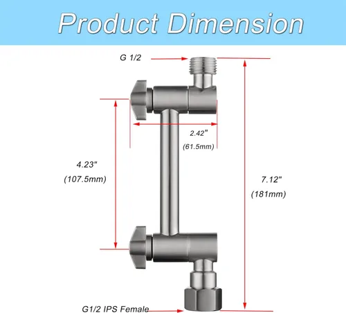 Miniatura 3 de Extensión de Brazo de Ducha Ajustable, Brazo de Extensión de Cabezal de Ducha de 4 Pulgadas de Níquel Cepillado para Bajar o Elevar Cabezal de Ducha