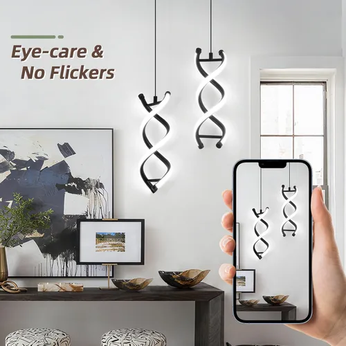 Miniatura 5 de CANEOE Luminaria Colgante LED en Espiral, Lámpara Colgante LED Integrada Moderna Regulable de 15W, Altura Ajustable para Isla de Cocina, Luminaria