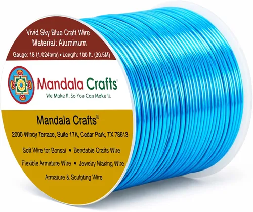 Miniatura 30 de Mandala Crafts - Alambre de aluminio anodizado de 8 calibre para hacer joyas - 9.75 m de alambre flexible negro colorido - Flexible para bonsái