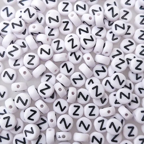 Miniatura 12 de Más de 200 cuentas de letras M individuales de 0.16 x 0.27 pulgadas para la fabricación de joyas, alfabeto acrílico redondo blanco a granel
