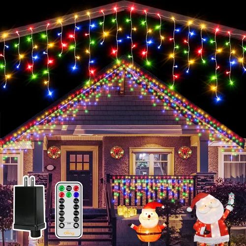 Miniatura 10 de Ollny Luces de carámbano de 504 LED/41 pies, blancas cálidas y frías, con control remoto, 8 modos, temporizadores, impermeables, colgantes