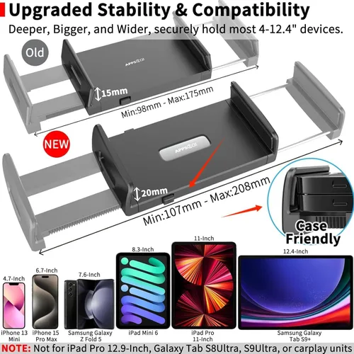 Miniatura 5 de APPS2Car Soporte para Tablet para Coche, Soporte para Tablet para Portavasos para Camión, Altura Ajustable Compatible con iPad Pro Air Mini