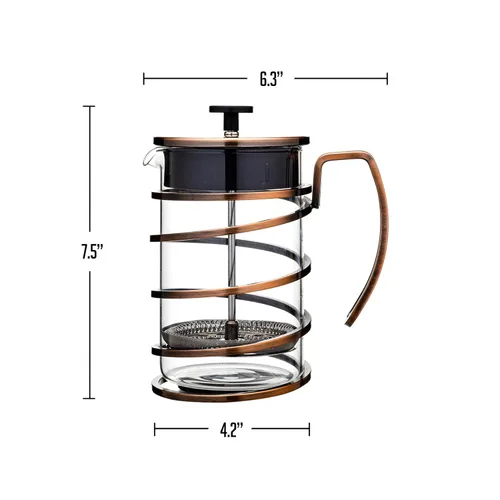Miniatura 6 de OVENTE Cafetera de prensa francesa de 27 onzas con vidrio de borosilicato resistente al calor, diseño de acero inoxidable y sistema de filtro de 4