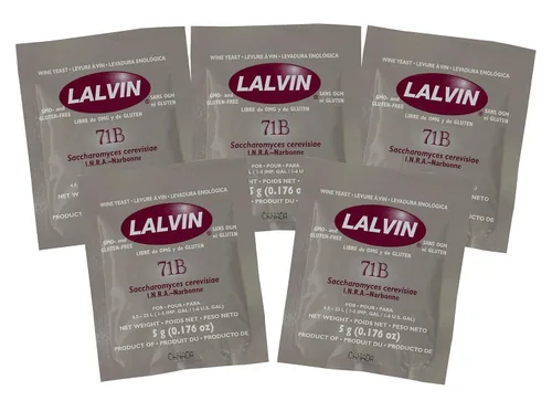 5x Lalvin 71B-1122 Levadura de vino estilo Nouveau 0.18 oz Homebrew Fabricación de vino 4.5L-23L