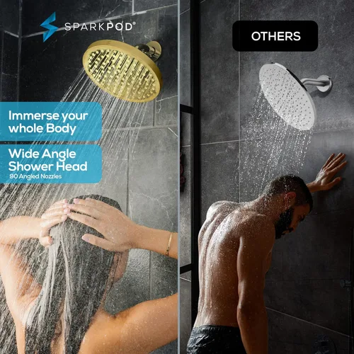 Miniatura 2 de SparkPod Cabezal de regadera – Lluvia de alta presión – Diseño de lujo de calidad premium – Instalación en 1 minuto – Reemplazo ajustable fácil