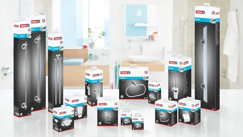 Miniatura 7 de tesa SMOOZ - Toallero con brazo oscilante – Toallero de dos brazos sin taladro, metal cromado e inoxidable para el baño con brazos giratorios