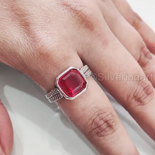 Miniatura 5 de Natural Ruby Ring, Ruby Mens Heavy Ring, July Birthstone, Oxidized, 925 Sterling Silver, Signet Ring, Christmas, Thanksgiving, Handmade, Statement