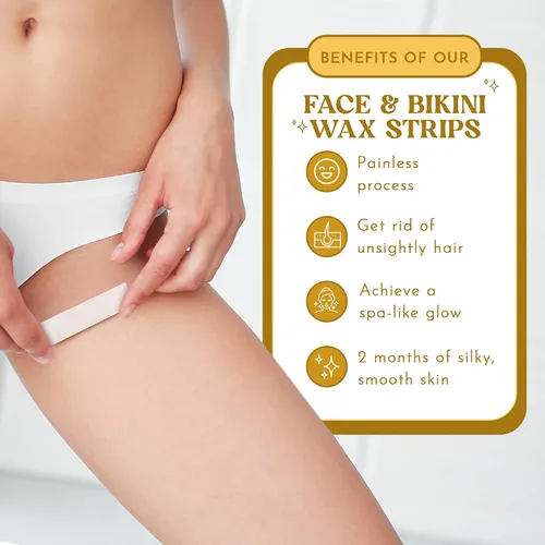 Miniatura 4 de MOOM Express - Tiras de cera listas para usar para depilación - Línea de bikini y tiras de cera facial - Tiras de cera para mujeres con manzanilla
