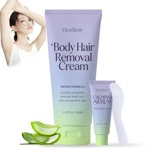 Crema depilatoria corporal, crema depiladora para mujeres, removedor de vello corporal sin dolor para pieles sensibles, con aplicador de espátula,