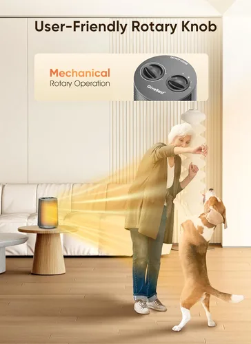 Miniatura 6 de GiveBest Calentador de espacio portátil – 1500 W, silencioso y energéticamente eficiente protección contra sobrecalentamiento y vuelco, tecnología