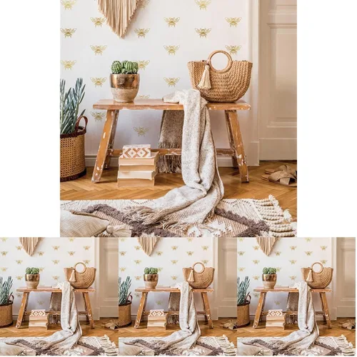 Miniatura 6 de RoomMates RMK4957SCS Gold Bee - Calcomanías de pared para despegar y pegar