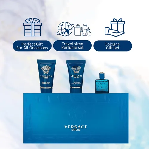 Miniatura 5 de Versace Eros Perfume para hombre 3 piezas Mini set de regalo