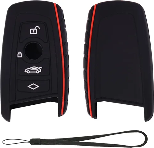 Funda protectora de silicona compatible con BMW Trapezoid Style Key FOB - 3 botones y correa para la muñeca - Comprueba la configuración y la forma