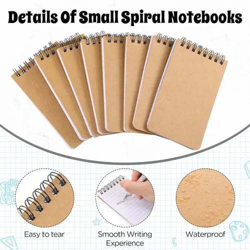 Miniatura 3 de Nuanchu Bloc de notas de 3 x 5 pulgadas, cuaderno de espirales, 60 hojas, mini bloc de notas en espiral, bloc de notas encuadernado en la parte