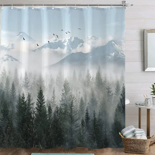 Miniatura 16 de Juego de cortinas de ducha con diseño de hongos y mariposas florales negras y rojas, tela impermeable, cortinas de ducha para baño, decoración