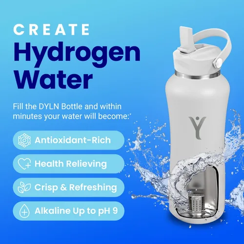 Miniatura 2 de DYLN - Botella de agua de hidrógeno Crea agua alcalina hidratante rica en hidrógeno hasta 9 pH Botella de agua de acero inoxidable aislada al
