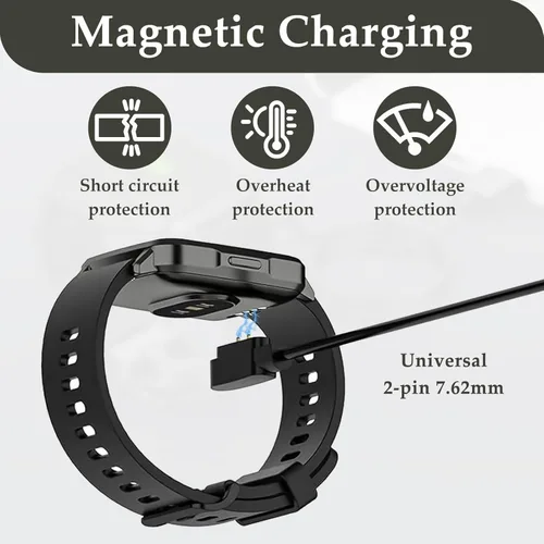 Miniatura 5 de Paquete de 2 cables de carga magnéticos para reloj inteligente, universal de 2 pines de 0.300 in, cable de carga de repuesto compatible con reloj