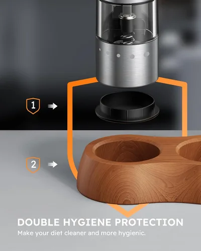Miniatura 6 de FORLIM Mini Molinillo Eléctrico de Sal y Pimienta con Base de Madera, Recargable por USB, Pequeño Molinillo Automático de Sal y Pimienta