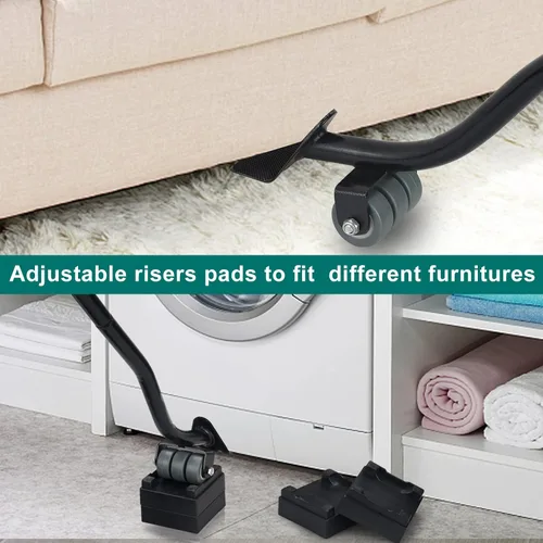 Miniatura 2 de Herramienta de Elevación de Muebles, Juego de Herramientas para Mover Electrodomésticos de 21" con Almohadillas Protectoras Deslizantes y Ruedas