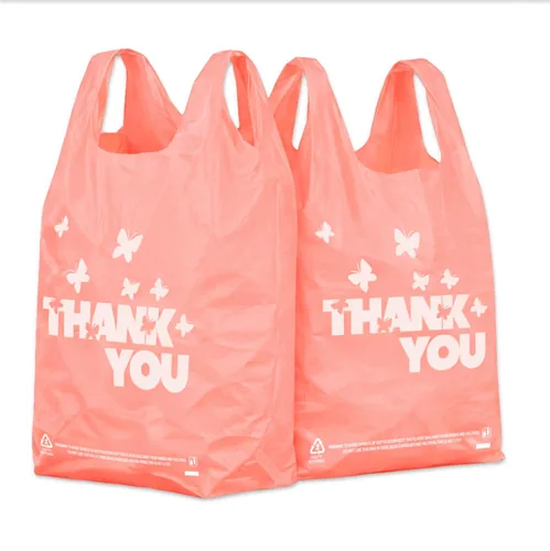Miniatura 14 de YoYoRain 100 unidades de bolsas de camiseta “Gracias” – Bolsas de plástico verdes para compras con asas, para venta al por menor, abarrotes