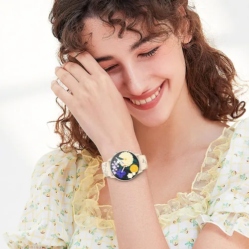 Miniatura 5 de Paquete de 3 correas grabadas con flores compatibles con Samsung Galaxy Watch 7 6 5 4 FE Active 2 1.575 in 1.732 in, Watch 6 4 Classic 1.654 in