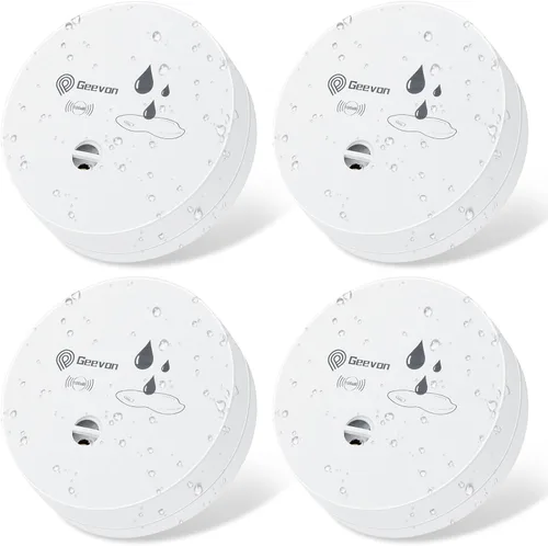 Miniatura 13 de Geevon 1 paquete de detectores de fugas de agua, sensor de agua de 100 dB, detector de inundación para sótanos, baños, lavanderías, cocinas, garajes