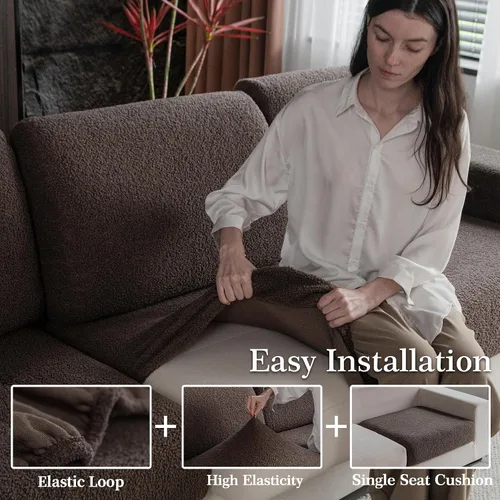 Miniatura 4 de OHSIO Fundas de Cojines de Sofá para Sofá Seccional, Fundas de Sofá Suaves Elásticas Lavables Resistentes al Desgaste Protector Universal de Muebles