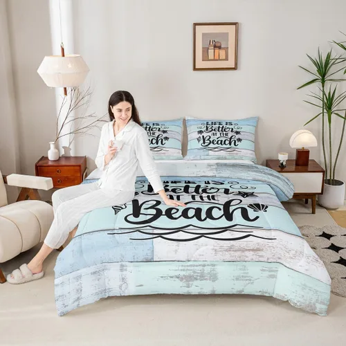 Miniatura 57 de Manfei Go Fishing Juego de edredón tamaño King para niños, juego de ropa de cama con diseño geométrico de peces de bass y rombos, decoración