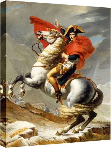 ELITEART - Napoleón cruzando los Alpes por Jacques-Louis David pintura al óleo de reproducción giclée arte de pared impresiones en lienzo Tamaño: 20