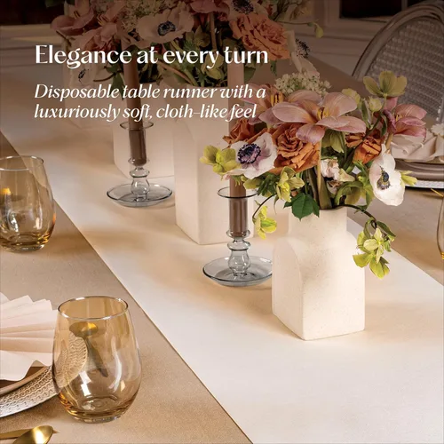 Miniatura 2 de Camino de mesa desechable para mesa de comedor, 16 x 48 pulgadas, paquete de 20 caminos de mesa de papel verde similar al lino para Navidad, fiesta