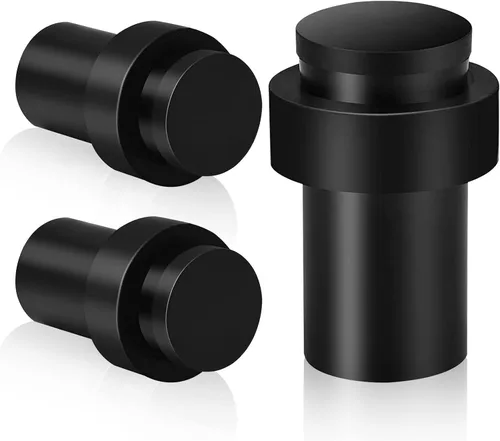 Miniatura 21 de KOLAKO Topes de puerta, topes de puerta de piso, (2 pulgadas) negro mate moderno resistente sólido pequeño cilíndrico parachoques de goma, acero