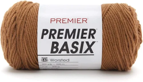 Miniatura 5 de Premier Yarns Basix, hilo de estambre sólido, hecho de acrílico, hilo ideal para ganchillo y tejer, Pecan, 359 yardas 1115-35 Pecan