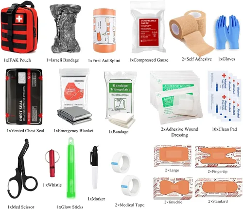 Miniatura 3 de IFAK Kit de trauma, kit de primeros auxilios médicos militares, sangrado, bolsa de supervivencia de emergencia contra errores para campamento, Negro