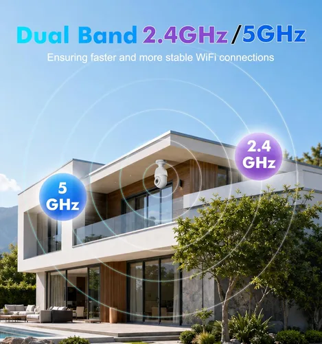 Miniatura 2 de Cámara de bombilla, 2.4 y 5 GHz, WiFi 2K, cámara de seguridad inalámbrica para interiores y exteriores con visión nocturna a color, conversación