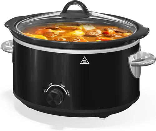 Miniatura 2 de HEYNEMO Olla de cocción lenta de 4 cuartos de galón, pequeña olla de cocción lenta con 3 ajustes de cocción, olla de cerámica apta