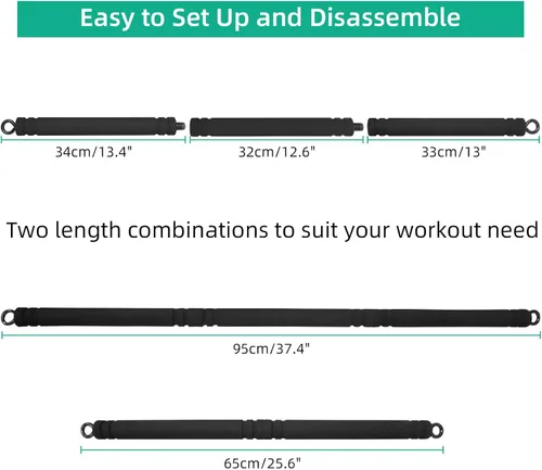 Miniatura 2 de Barra de banda de resistencia de longitud ajustable para entrenamiento, barra de pilates portátil para gimnasio en casa, barra de entrenamiento